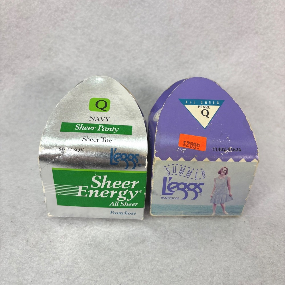 L'eggs Pantyhose Lot Navy Sheer Energy Pearl Summer Sheer Women Sz Q Vintage 90s